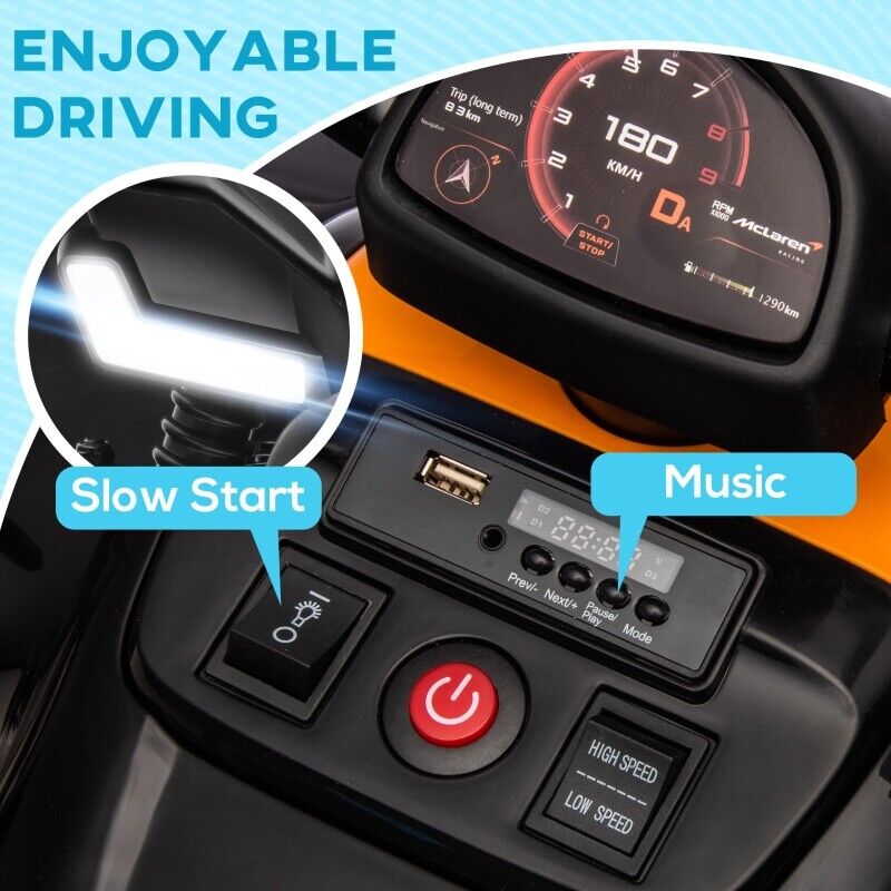 Kids Ride On 12V Electric McLaren Quad Bike Orange